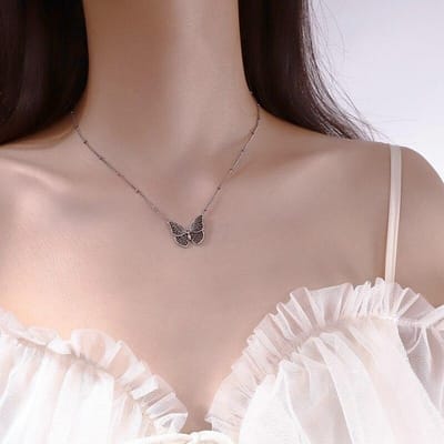 925 Sterling Zilveren Vlinder Hanger Thaise Zilveren Ketting voor Vrouwen Feest Sleutelbeen Ketting Twee Ontwerpen Sieraden S-N649 gray