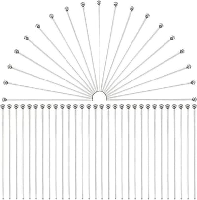 400 Stuks Kralensteeknaalden 40mm van Roestvrij Staal, Buigbare en Rechte Pins voor Dangle Oorbellen, Hangers, Armbanden en Kettingen DIY