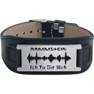 Rammstein Lederen armband - Scheermes "Ich Tu Dir Weh" - voor Mannen - zwart