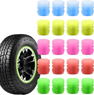 Set van 20 Luminous Ventieldoppen in 5 Kleuren voor Auto, SUV, Fiets en Motor - Verhoog Zichtbaarheid en Stabiliteit van Bandendruk