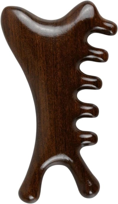 Sandalwood Massage Comb - Gua Sha Tool - Hoofdhuid Verzorging - Ergonomisch V-ontwerp - 11 x 7 x 2 cm