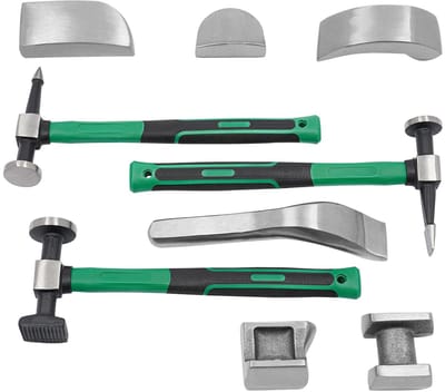 Sensova 9-delige Auto Deukreparatieset van Staal – Handmatige Plaatwerk Reparatieset met Hamers & Strijkijzers – Inclusief Gereedschapskist – Voor Auto, Motor & Huishoudelijke Apparaten