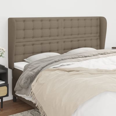 vidaXL - Hoofdbord - met - randen - 183x23x118/128 - cm - stof - taupe