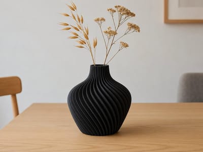 Skushy Vaas Pixgy - Geschikt voor Bouwbloemen - Japandi Designvaas voor Droogbloemen en Kunstbloemen - Sculpturale Decoratieve Vaas - Moderne Woondecoratie - Zwart