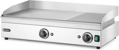 HENDI Bakplaat – 1/3 geribbeld – 2/3 glad – 2 verwarmingszones – 300°C – roestvast staal