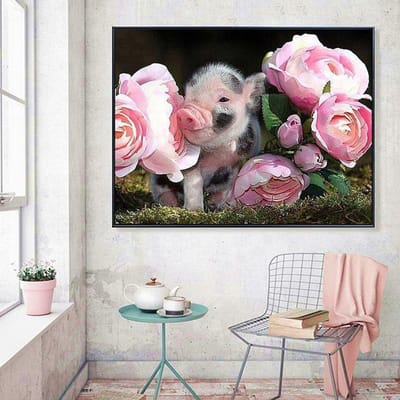Diamant borduurwerk varken diamant schilderij bloemen foto van strass handgemaakte huisdecoratie 20X30CM