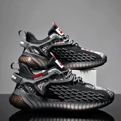 Nieuwe Zomer Nieuwe Vliegende Geweven Sneakers Herenschoenen Casual Witte Schoenen Trendy Schoenen Casual Sportschoenen 45 black