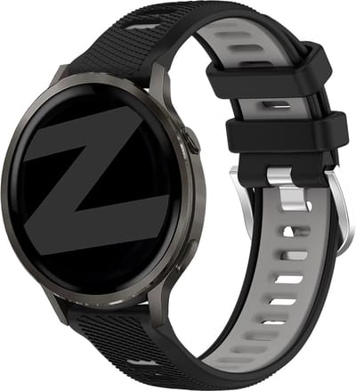 Bandz Sport bandje met gesp geschikt voor Garmin Vivoactive 4s / Vivomove 3s / Venu 4 - 41mm / Venu 3s / Venu 2s / Forerunner 265s / Forerunner 255s - Zwart/Grijs