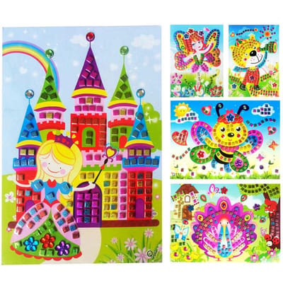 6 Stuks/Set Mozaïek Diamant Handgemaakte Knutsel DIY Stickers Kristal Plakken Schilderen Mozaïek Puzzel Educatief Speelgoed Kinderen Cadeau blue