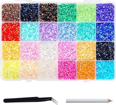 Glitterstenen set 19200 stuks - 24 kleuren - 3 mm - met pincet en pen