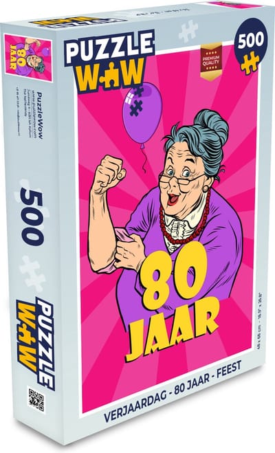 Puzzel Verjaardag - 80 Jaar - Feest - Vrouw - Legpuzzel - Puzzel 500 stukjes