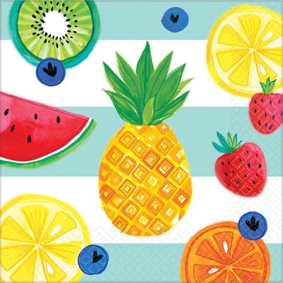 Hawaii Servetten Fruit Versiering 33cm 16st