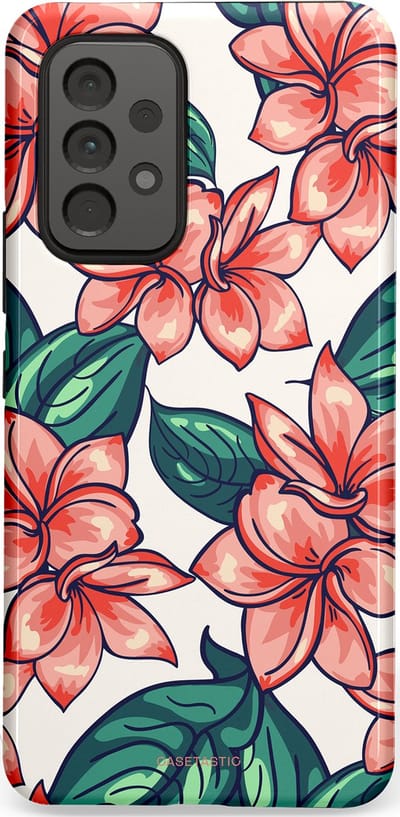 Casetastic hoesje geschikt voor Samsung Galaxy A53 (2022) 5G - Dubbellaagse bescherming - Bloemenparadijs - Fashion Case - Petrol Koraal Perzik Wit