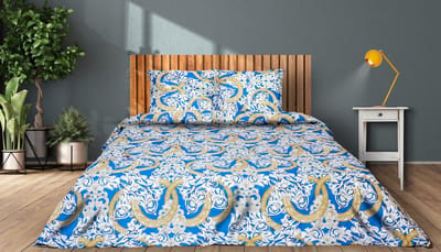 Lubna Home Dekbedovertrekset 240x220/200cm LITS-JUMEAUX RANFORCE 100%KATOEN 2X KUSSEN SLOOP 60x70 BLAUW OTTOMIS