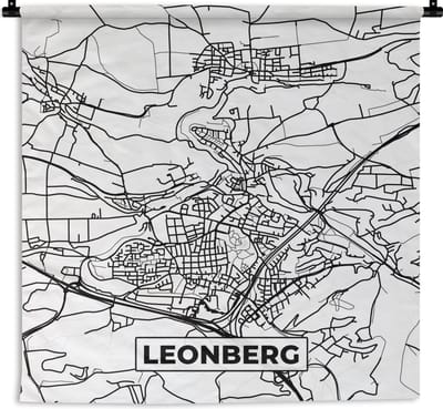 Wandkleed - Wanddoek - Plattegrond - Leonberg - Kaart - Stadskaart - 180x180 cm - Wandtapijt