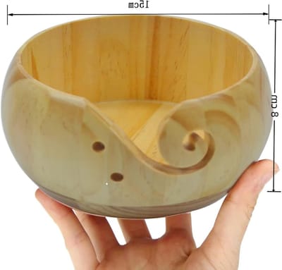 Houten Wolmand voor Breien en Haken, Handgemaakt Wolopslag, Rond Geweven Kom met Gaten, Perfect Cadeau voor Moeder, Vrouw of Grootmoeder