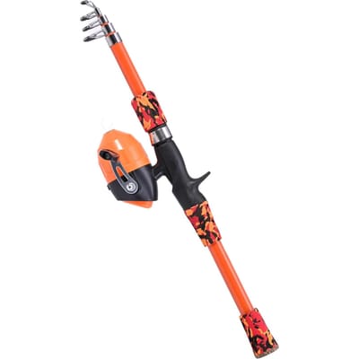 Canne à pêche pour enfants pour enfants de 5 à 12 ans Canne à pêche télescopique et ensemble moulinet Moulinet spinning Enfant Enfant Canne à pêche pour orange