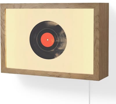 Wandlamp 30x20 cm - Oplaadbaar - Illustratie - Vinylplaat - Beige - Vintage - Wandlampen binnen woonkamer - Slaapkamer lamp met kabel - Decoratieve nachtlamp - Vloerlamp snoer