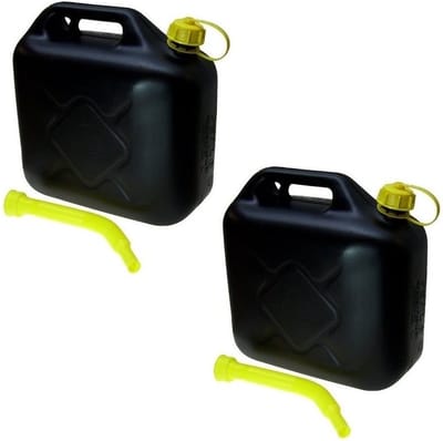 Benson Jerrycan - 2x - 5 liter - voor brandstof - zwart - incl. schenktuit - benzine en diesel
