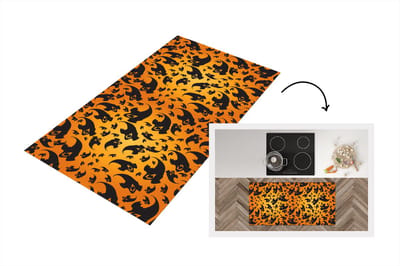 Keukenloper - Loper keuken - Halloween - Oranje - Patronen - 120x60 cm - Keukenloper vinyl