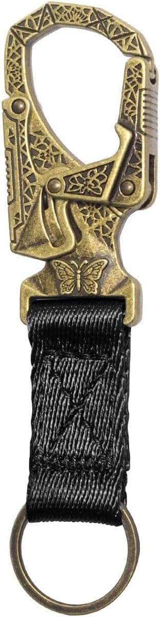 Karabijnhaak sleutelring - Veiligheidssluiting clip - Outdoor activiteiten - Dubbel sluitmechanisme - 6 x 2.8 cm - Messing