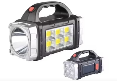 meds-Solar Zaklamp - Oplaadbare Buitenlamp met Hoge Helderheid - Waterdichte Zoeklamp voor Camping en Noodgevallen - Werklicht en Zaklamp - 1 Stuk