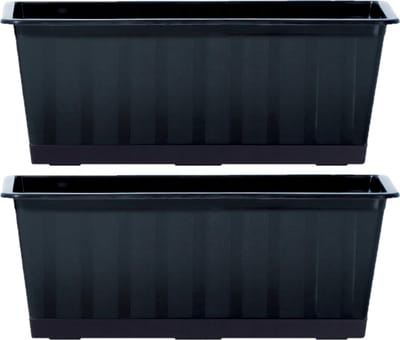 Prosperplast Plantenbak/bloembak/balkonbak Agro - 2x - antraciet - kunststof - 40 x 18 x 14 cm