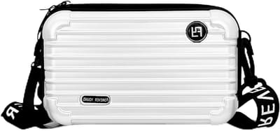 Mini Koffer Schoudertas - Cosmetica Tas voor Reizen, Winkelen en Organiseren - Hard Shell, Wit