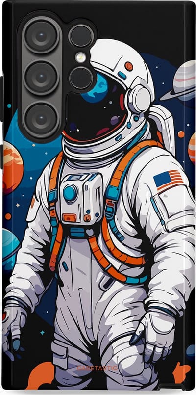 Casetastic Hoesje Geschikt voor Samsung S23 Ultra - Stijlvolle Beschermende Duo-layer Case - Astronaut in space