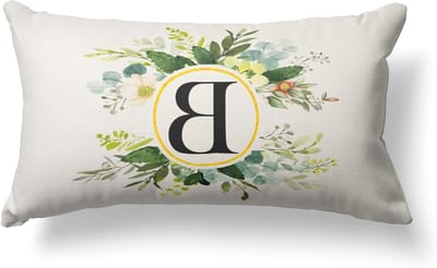 Decoratieve Kussenslopen met Monogram Letter B en Bloemenpatroon 30x50cm, Groene Lente Kussens voor Sofa en Boerderijstijl Interieur