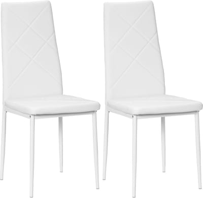 HOMCOM Eetkamerstoel - Synthetische bekleding - 41x50x97cm - Wit