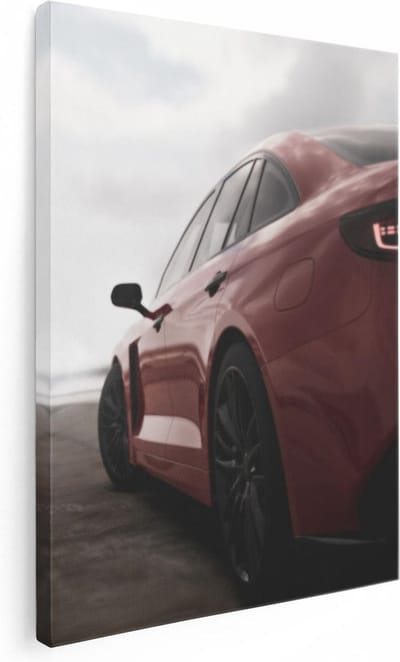 Artaza Canvas Schilderij Sportauto - 30x40 cm - Klein - Muurdecoratie Auto - Wanddecoratie Mancave - Kamer Accessoires Rood