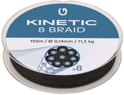 Kinetic 8 Braid - Black - Gevlochten lijn - 150m - 0.14mm - 11.5kg - Zwart