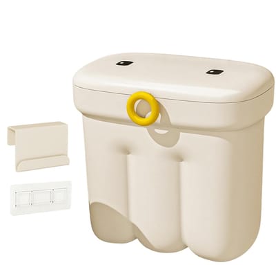 Keuken Compostbak - Afvalcontainer Gootsteen - Ruimtebesparend Ophangen - Met Deksel Geurloos - 25x23x13cm - Beige