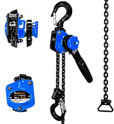 Mini Kettingtakel 1/2 ton - 100 Pond Capaciteit met 10' G80-ketting voor Garages en Magazijnen