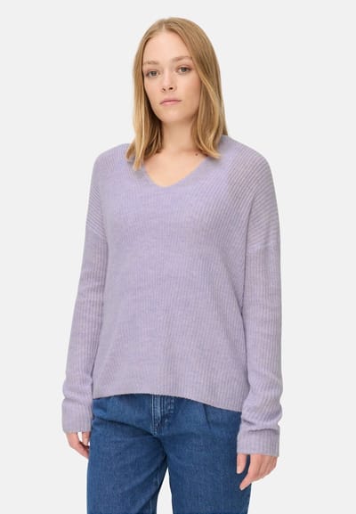 camel active Gebreide trui met V-hals - Maat womenswear-XXS - Paars