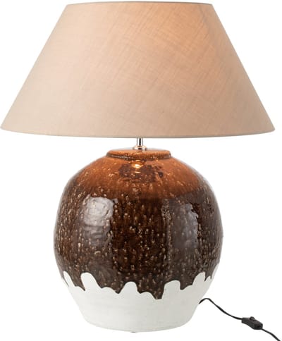 J-Line lamp 2 Rond - keramiek - wit/bruin