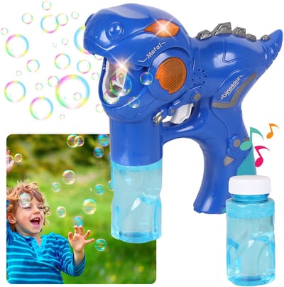 Dinosaurus Zeepbellenpistool met LED en geluid, inclusief 2 flessen vloeistof