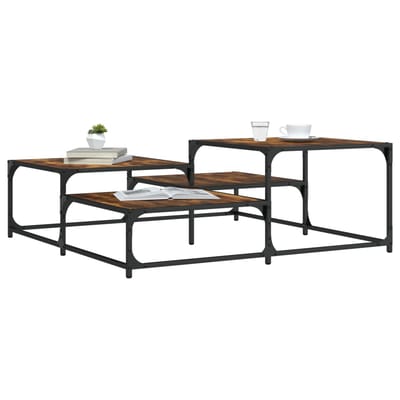 vidaXL - Salontafel - 107x107x40 - cm - bewerkt - hout - gerookt - eikenkleurig