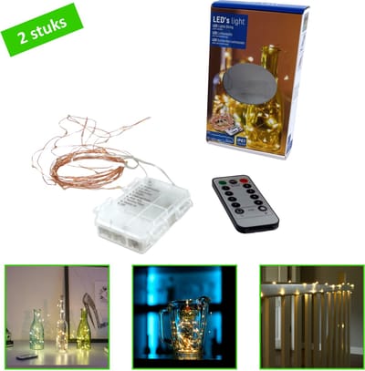 Led's light Flesverlichting - 5 mtr - Afstandsbediening - 0.5W - IP67 - Ook geschikt voor buiten - 2 STUKS