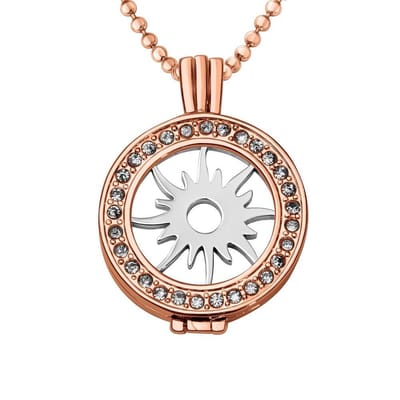 Quiges - Munthouder met Ketting en Munt 25mm Zon - Rose Goudkleurig met Zirkonia - EPRHZ1882