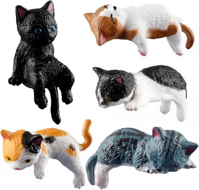 Mini Kat Beeldjes - Dashboard Decoratie - Auto Interieur Verfraaien - Set van Vijf - 40x40x40 MM - Assorti Kleuren