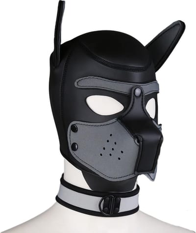 Banoch - Lindo Perrito gris Neoprene - honden masker puppy play grijs neopreen