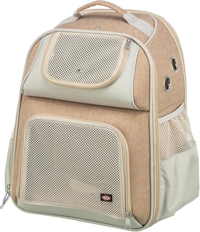 Hondenrugzak - Draagtas - Comfortabel Vervoer - Ventilerende Mesh - 38x25x45 cm - Beige Bruin