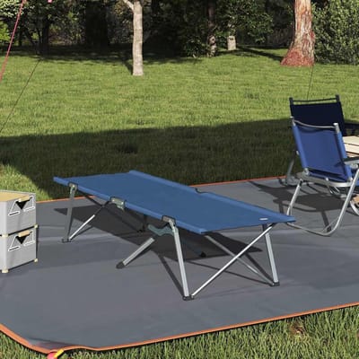 Opklapbed - Reisbed Campingbed - Buiten Ontspannen - Stabiel Stalen Frame - 194 cm Lengte - Blauw
