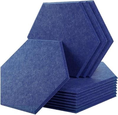 12 geluidsabsorberende panelen, geluidsabsorptie, isolatie, afdichtstrips voor deuren, studio, thuisopname (43 donkercyaan, klein hexagon,1,2 cm superdichtheid)
