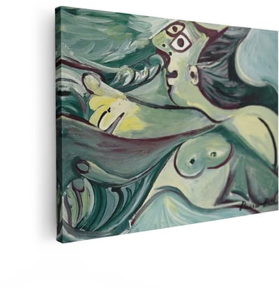 Artaza Canvas Schilderij Vrouw Picasso - 120x90 cm - Wanddecoratie Abstract - Muurdecoratie Modern - Decoratie Kubisme - Groen