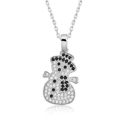 925 Sterling Zilveren Damesketting – Handgemaakt Sneeuwpop Design – Noël Cadeau voor Haar – Elegant Winter Sieraad