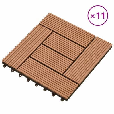 vidaXL - Terras - Tegel - 11 - st - Bruin - 30 - x - 30 - cm - WPC