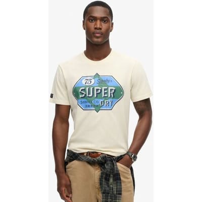 Superdry Workwear T-shirt met Gasoline Opdruk Crème Grootte: L